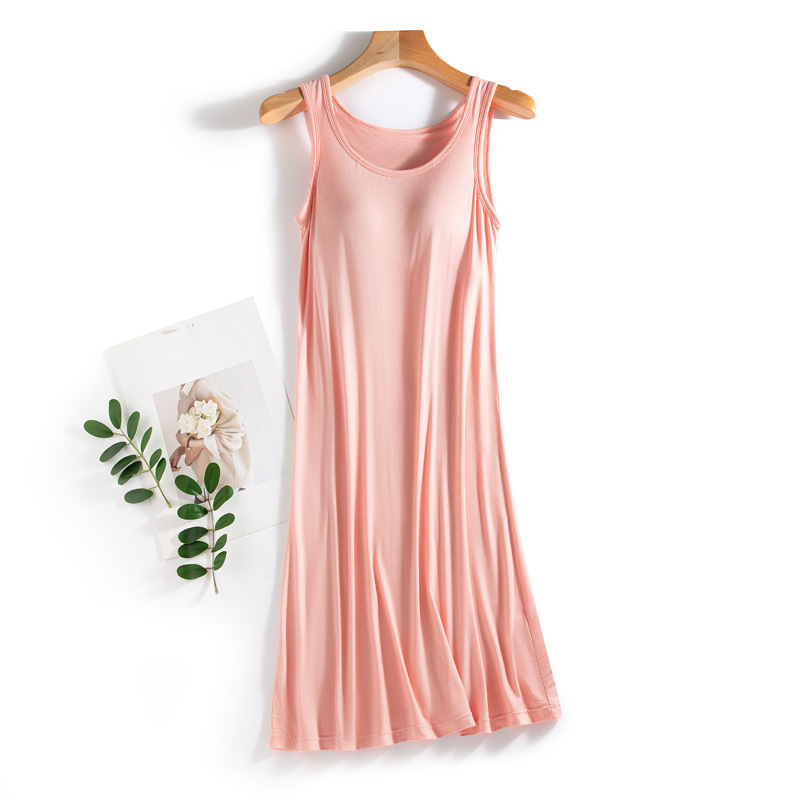 G590 New Modal Women's Summer Cup One-piece Short Vest Style Underwear Base Can Be Worn as a Nightdress with Chest Pad