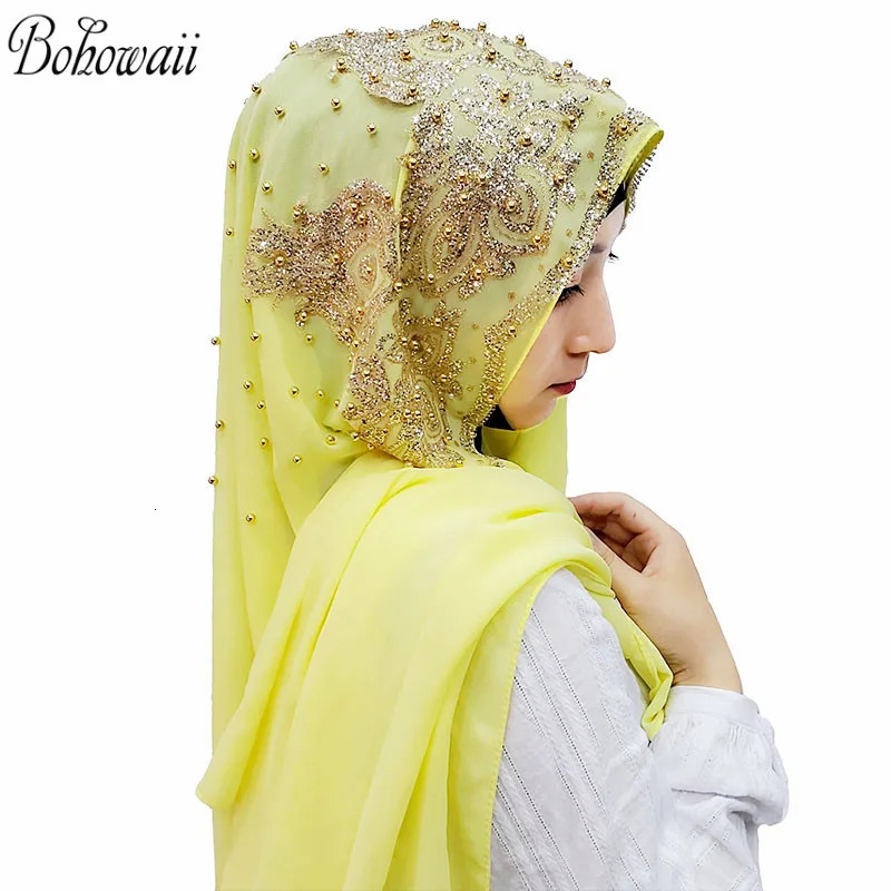 BOHOWAII Sequins Diamonds Panuelos Hijab Scarf Shawl Abaya Headscarf Turbantes Handkerchief Long Chiffon Kopftuch Femme Musulman 250517
