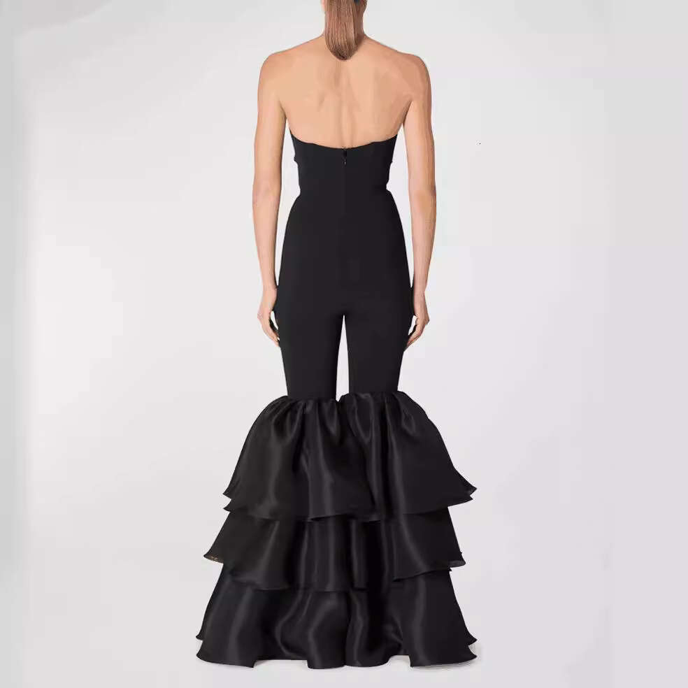 Wide Leg Jumpsuit New Bandage Women S Fashion Bra Cake Pants Leg Banquet Party Jumpsuit