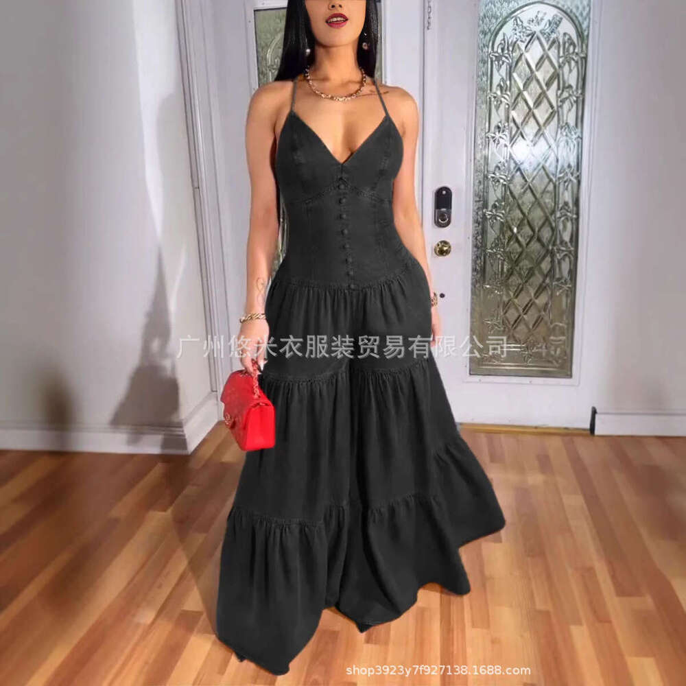 Wide Leg Jumpsuit Women S Sexy V Neck Suspender Backless Oversized Flared Pants Jumpsuit