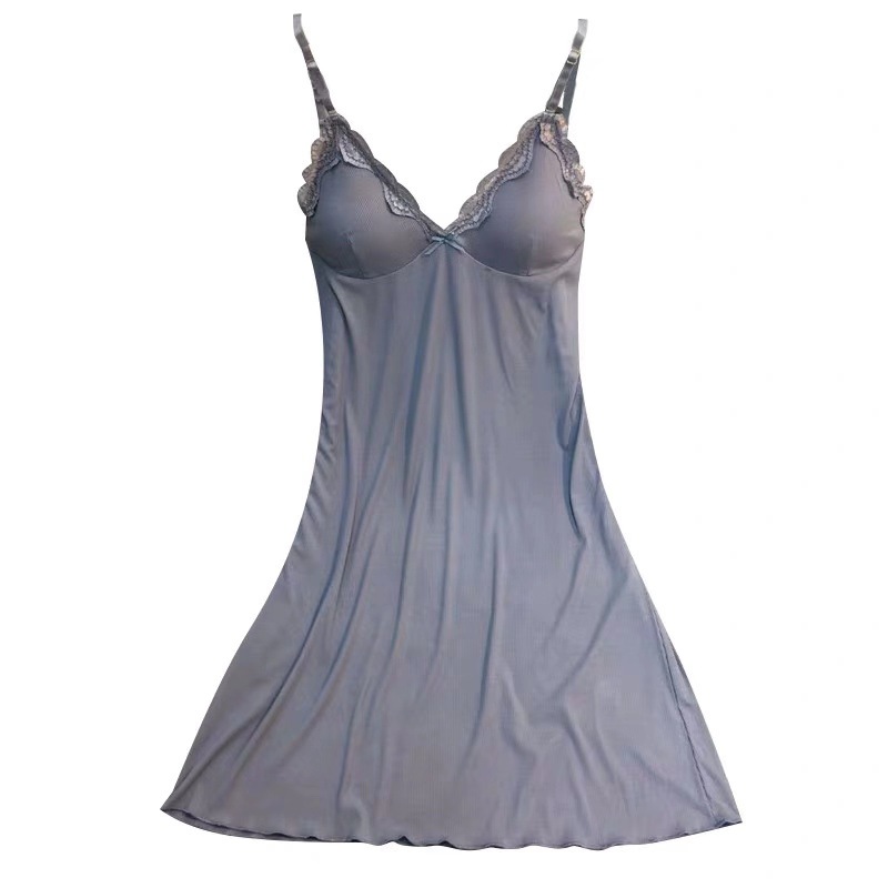 F7220 Ice silk cool skirt women's loose new modal nightdress plus size home clothes