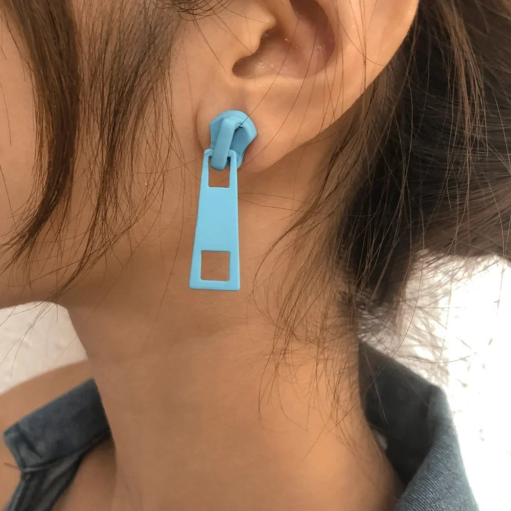 Personality Zipper Stud Earrings Fashion Jewelry for Women Unusual Earrings Geometry Ear Ring Pop Hip Hop Piercing Jewelry 250517
