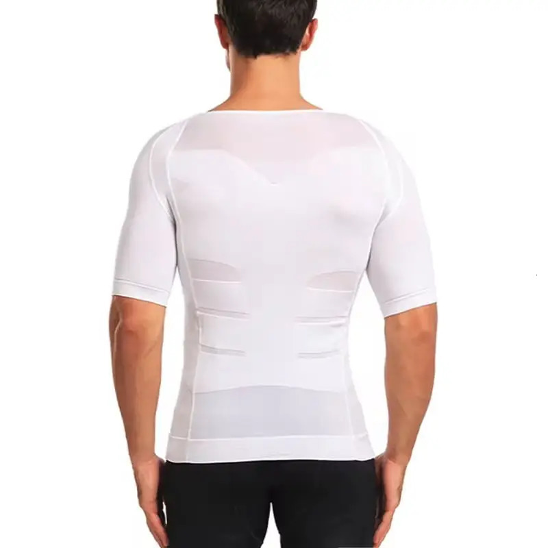 Mens Slimming Body Shaper Compression Shirt Tummy Control Slimmer Shapewear Gynecomastia Undershirt Posture Corrector Tops 250517