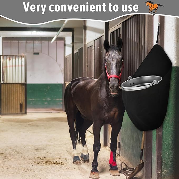 Horse Feed Bag Hanging Bucket Holder Trailer Bag Suitable for 5 Gallon Water Bucket Horse Trailer Accessories 600d Polyester Feeding Supplies