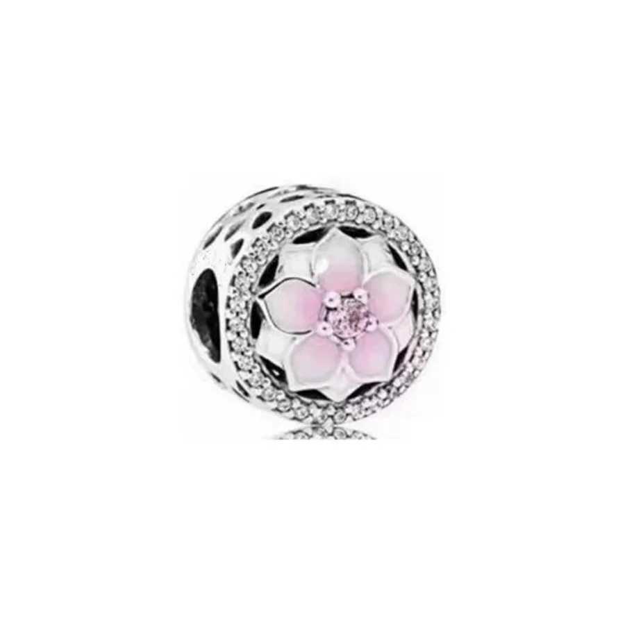 New Pink Cherry Blossom- Daisy FlowerMurano Glass Charms Beads Fit Original Silver 925 Bracelet JewelryXJ250517