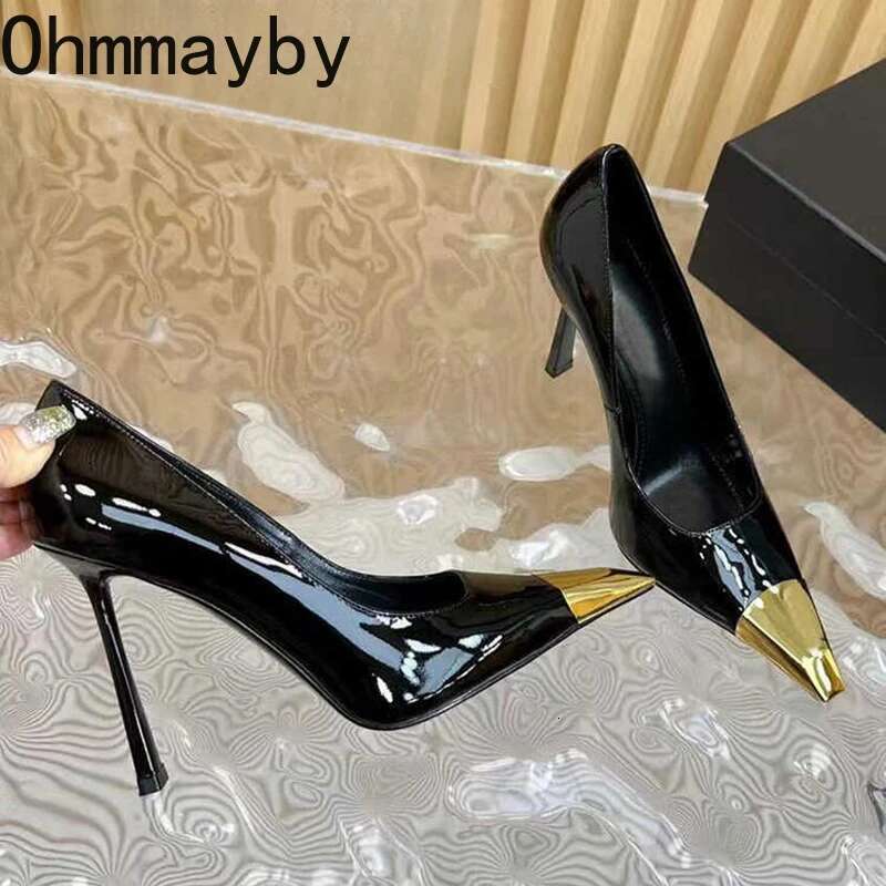 Designer Patent Leather Women Pumps Fashion Pointed Toe Slip On Ladies Elegant High Heel Club Stripper Shoes