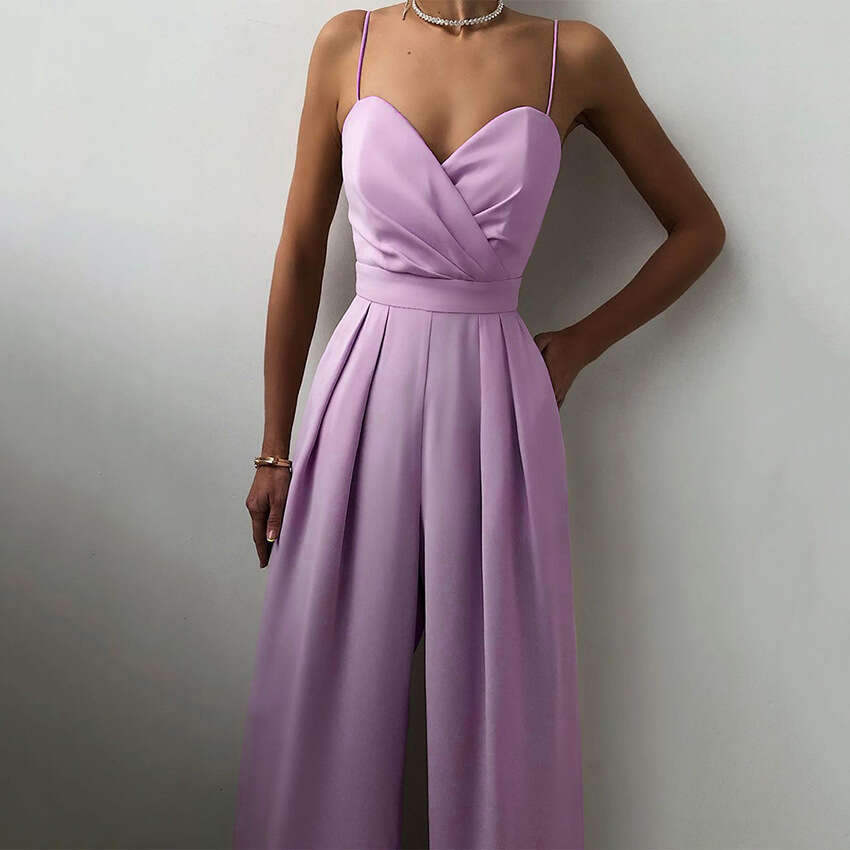 Wide Leg Jumpsuit Summer Camisole Loose Sleeveless Jumpsuit Casual Wide Leg Pants Fashionable Women S Spring