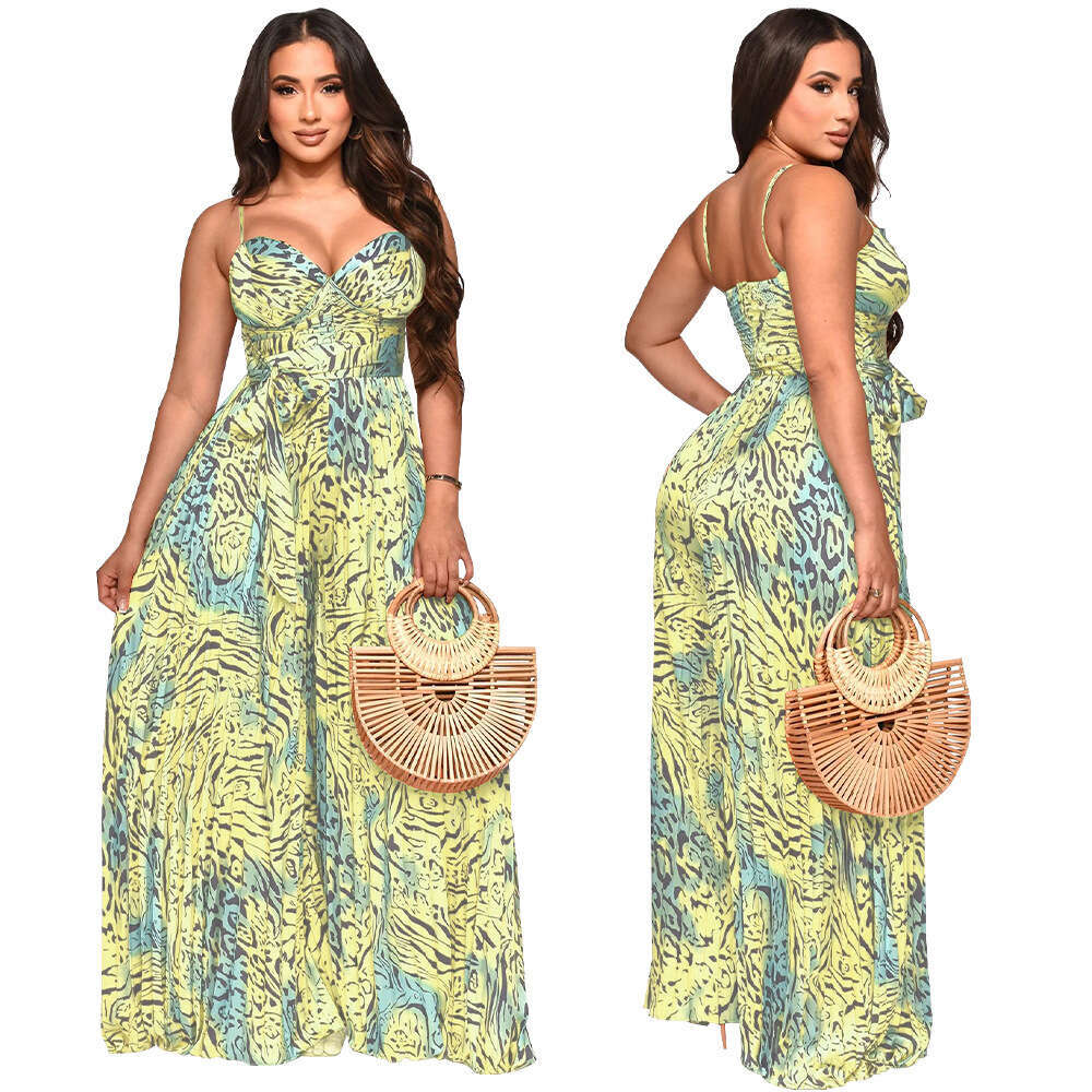 Wide Leg Jumpsuit K Fashion Women S Printed Strap And Crimson Jumpsuit