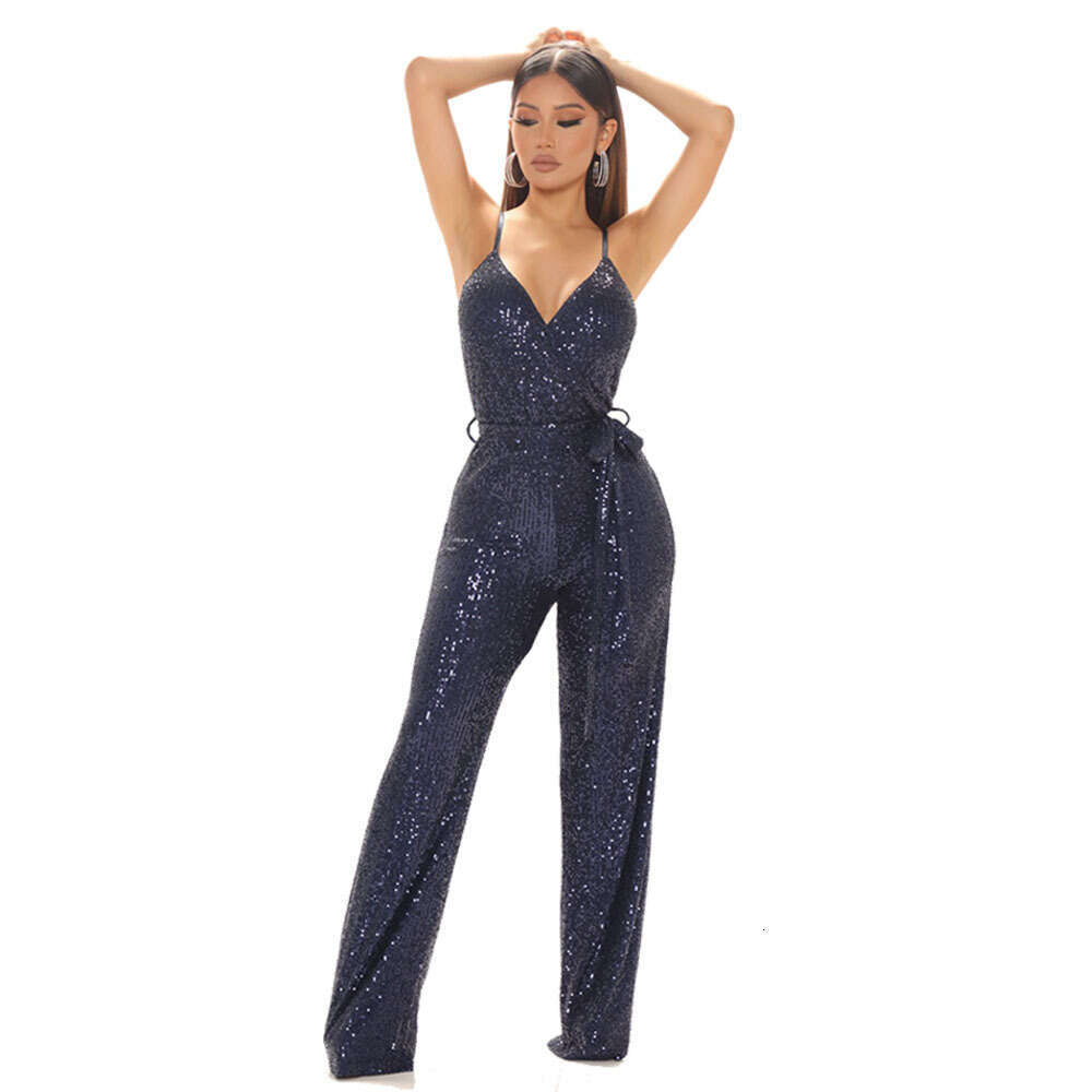 Wide Leg Jumpsuit Hot Selling New Fashion Sequins Sexy Sleeveless Camisole Jumpsuit For Spring And Summer Women S Wear