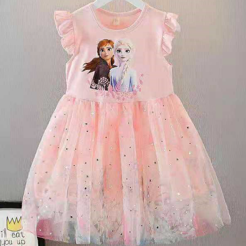 DISNEY kids designer clothes Frozen princess dress kids clothes Elsa Baby pure cotton clothes summer dress princess dress for little girls baby party 