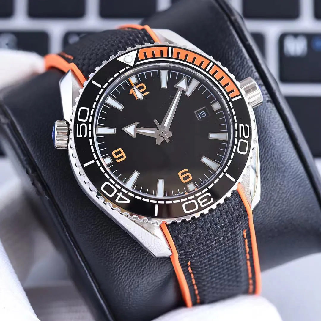 new Men Watches 43mm Orange Color Ceramic Bezel Designer Watch High Quality Automatic Movement Sapphire Waterproof