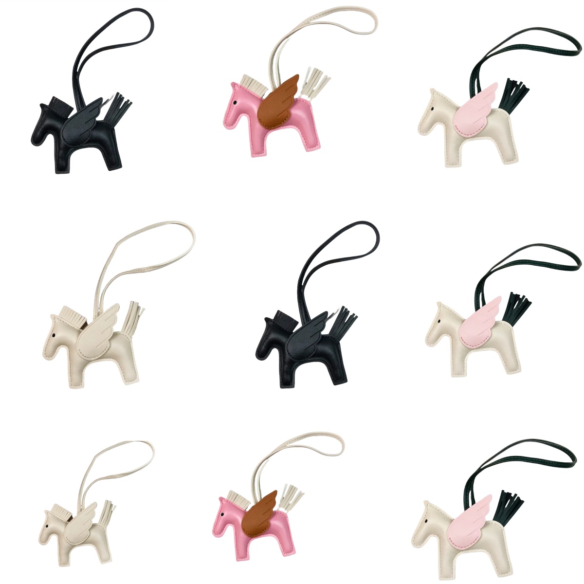 Keychains accessories woman's polychrome popular Sheepskin Bag Swift Keyrings designer Charm Paddock Leather key chain Nano Pegasus Pendant Wing Flying Ornament