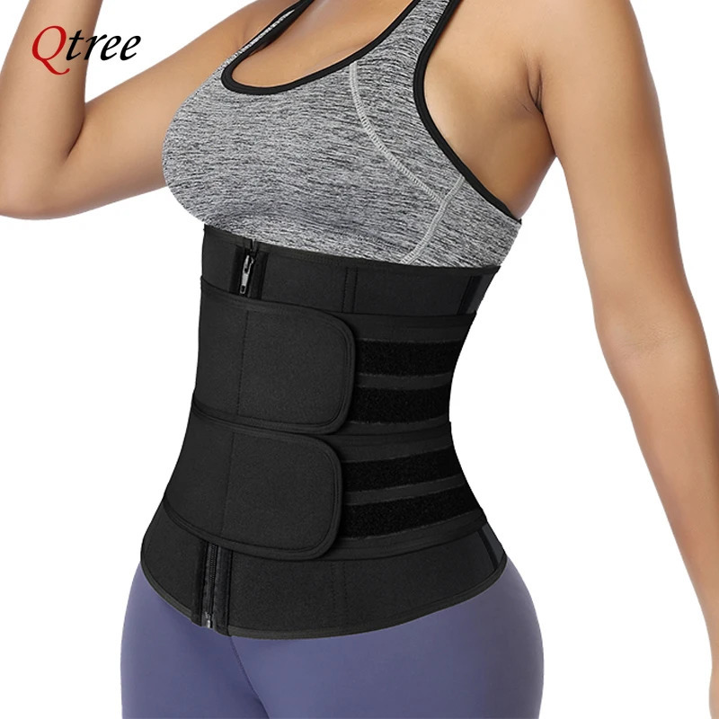 Qtree Waist Trainer Plus Size for Women Sports Girdle Corset Slimming Belly Body Shaper Sweat Trimmer Belt Slimmer Weight Loss 250517