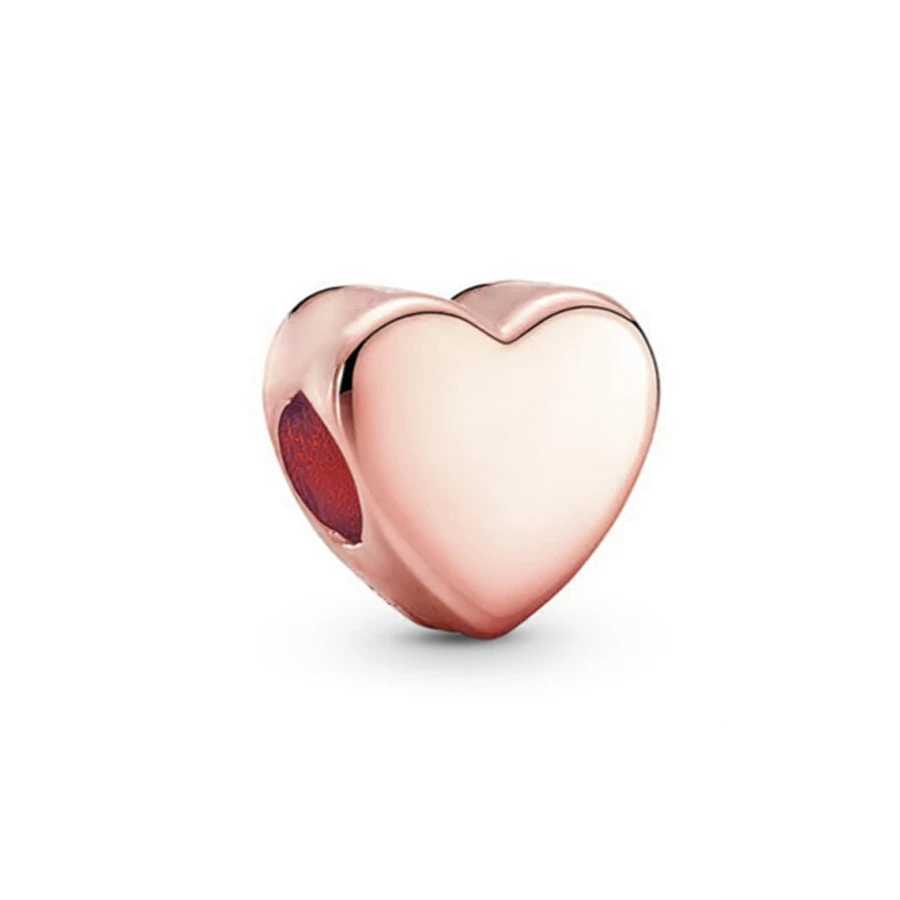 DIY Sparkling Gold Rose Gold Silver Heart She Charm Bead Fit Original 925 Sterling Silver Bracelet Women Fashion Jewelry GiftXJ250517
