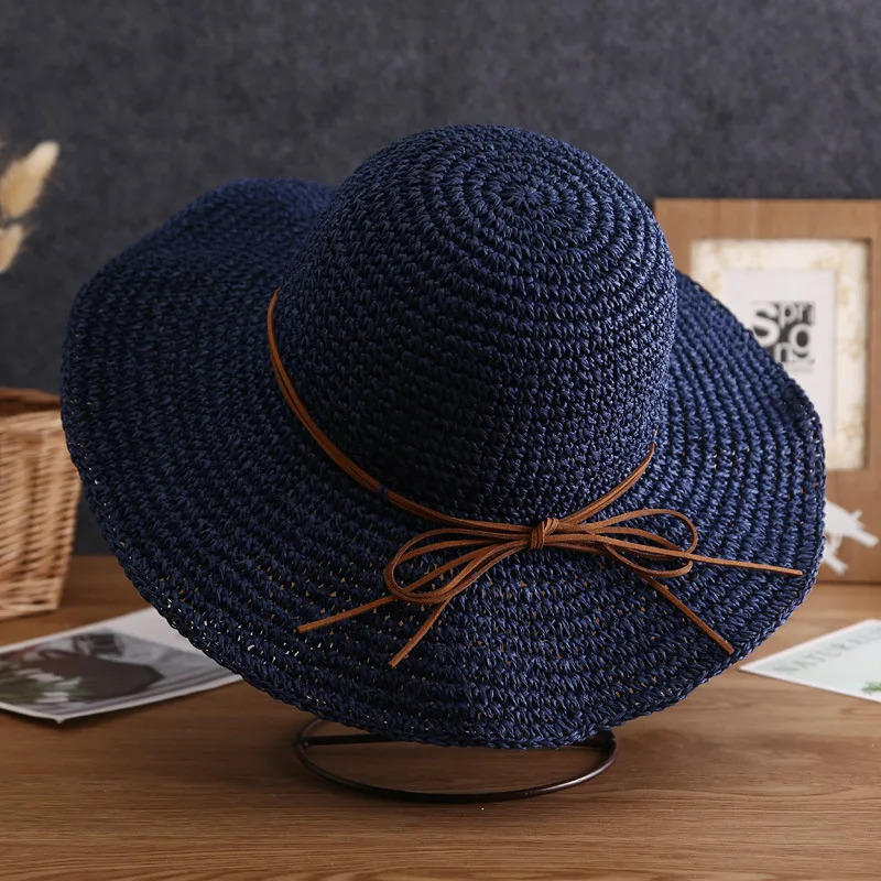 Hat Womens Summer Beach Sun Straw Versatile Protection Large Brim Folding 250517