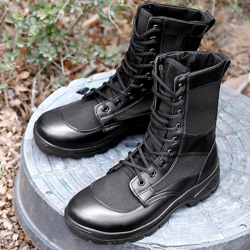 Summer ultra light combat breathable comfortable mesh hiking shoes designer men's and women's high top training boots safety shoes
