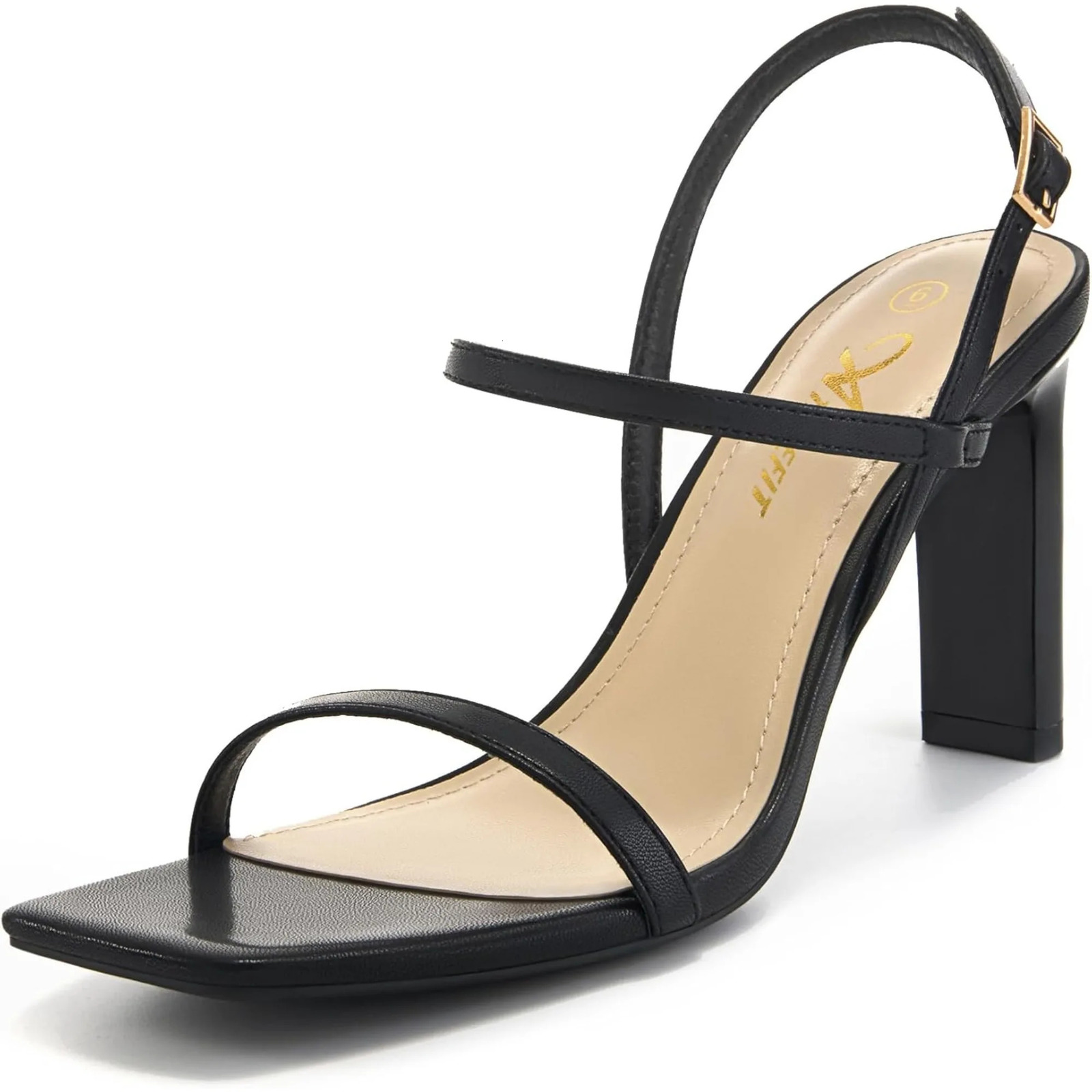Womens Strappy High Heels Square Open Toe Heeled Sandals Ankle Strap Dressy Wedding Party Shoes 250515