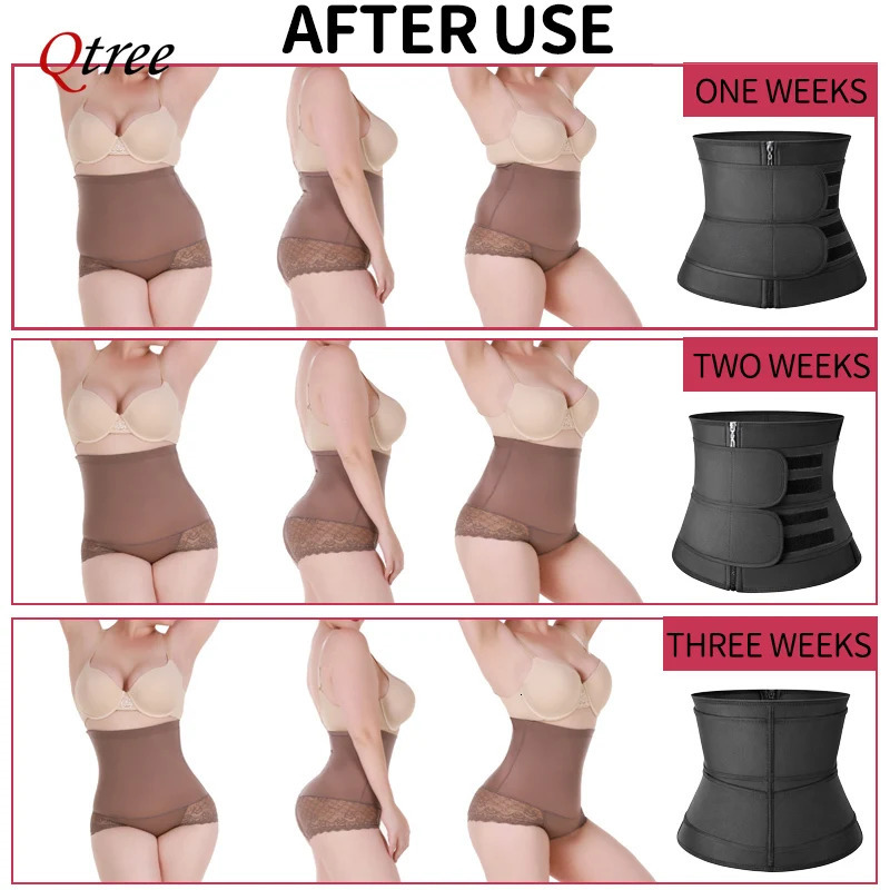 Qtree Waist Trainer Plus Size for Women Sports Girdle Corset Slimming Belly Body Shaper Sweat Trimmer Belt Slimmer Weight Loss 250517