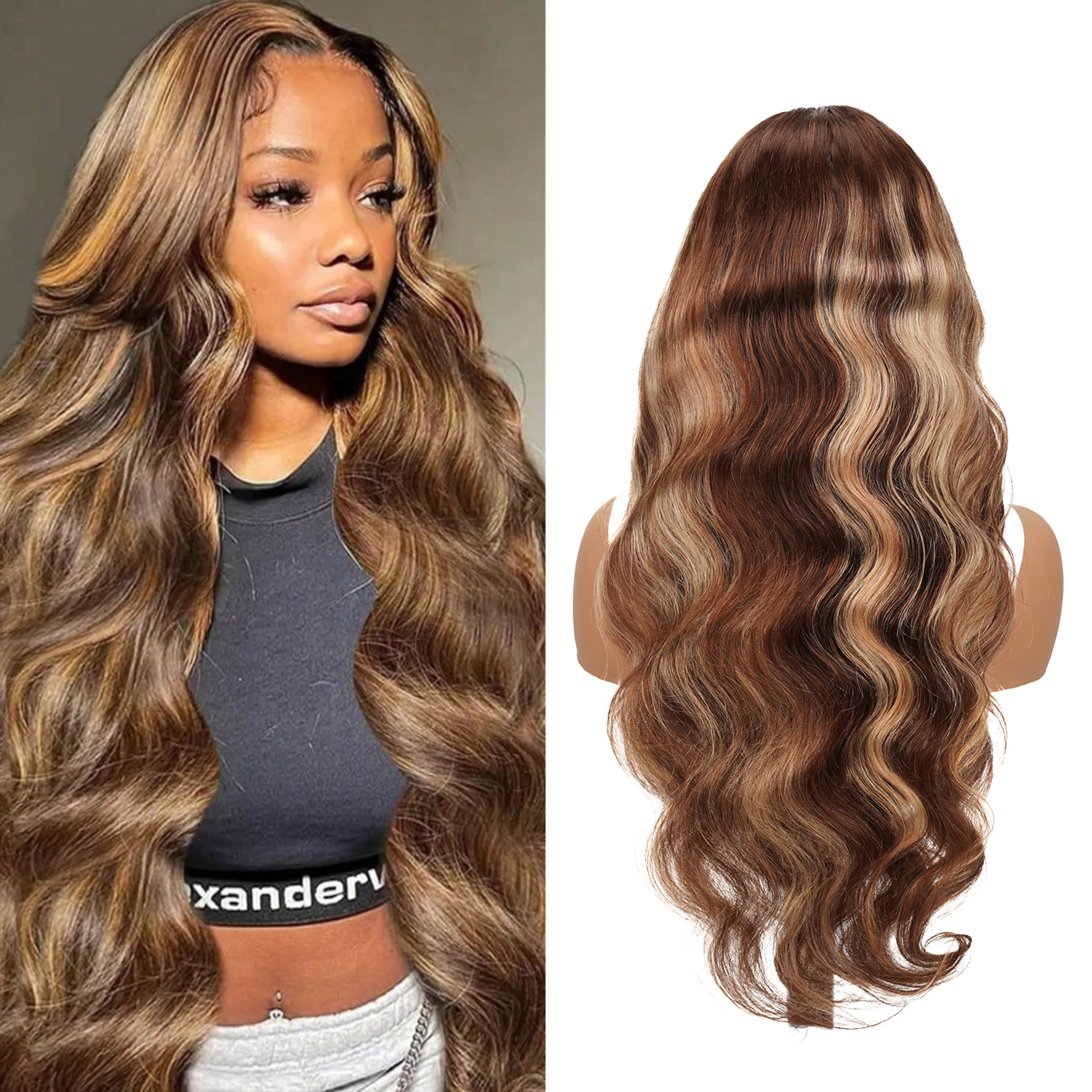 20-32 inches 13x6 HD lace front wig human hair wig | 4/27 # women's Body Wave human hair with free stitching and natural hairline