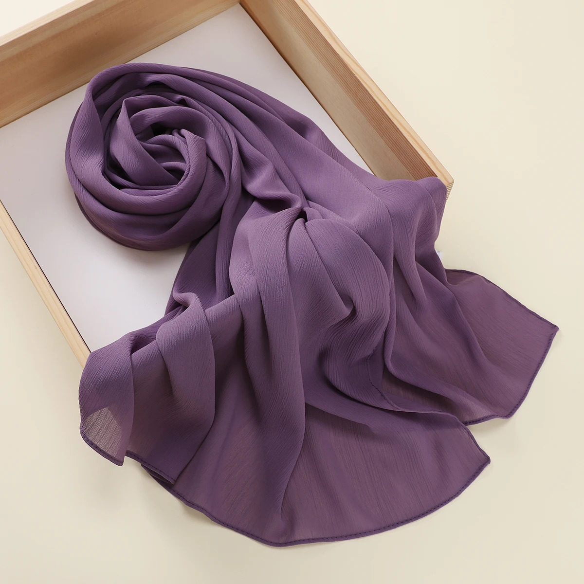 4pcsbox Custom Gift Box Premium Crinkle Chiffon Hijab Plain Crepe Scarf Malaysian Shawl Headscarf Women Accessories 250517