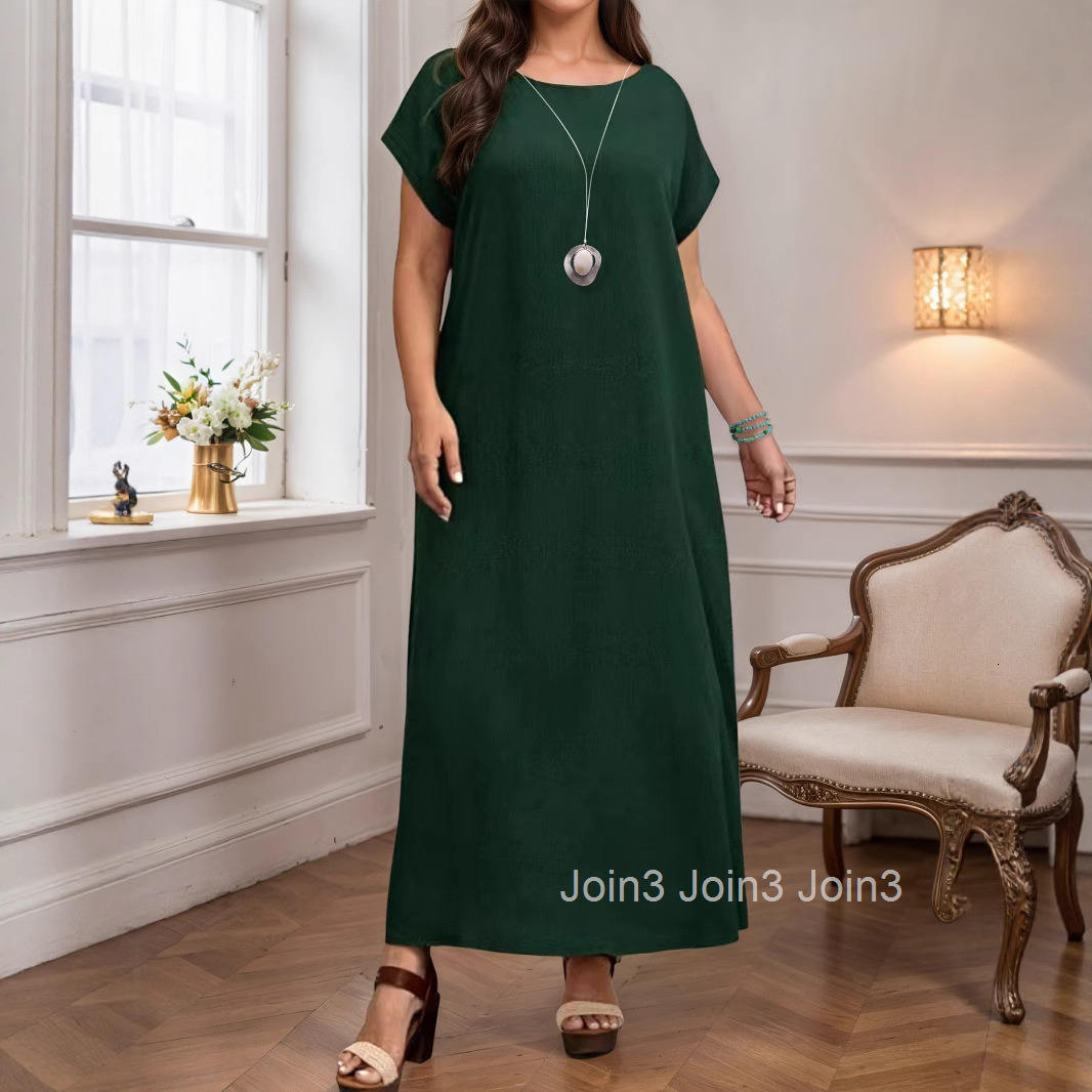 Summer Round Neck Elegant Long Dress for Plus Size Women