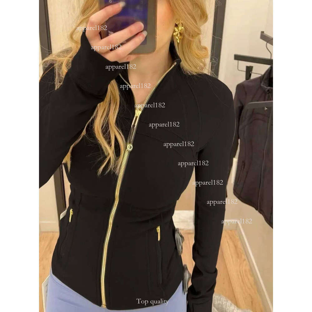 Free Shipping Women Yoga Sets Jacket Shorts Define Gold Zipper Workout Sport Coat Fitness Gym Jacket Sports Pants Training Jogging leggings Sportswear