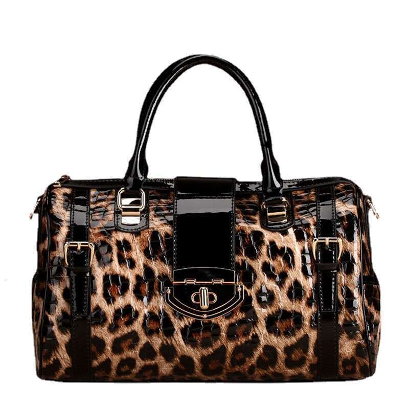Tote Bag Qiandian Genuine Leather Leopard Print New Boston Cowhide Handbag Large Capacity Women S Shoulder Bag KQ