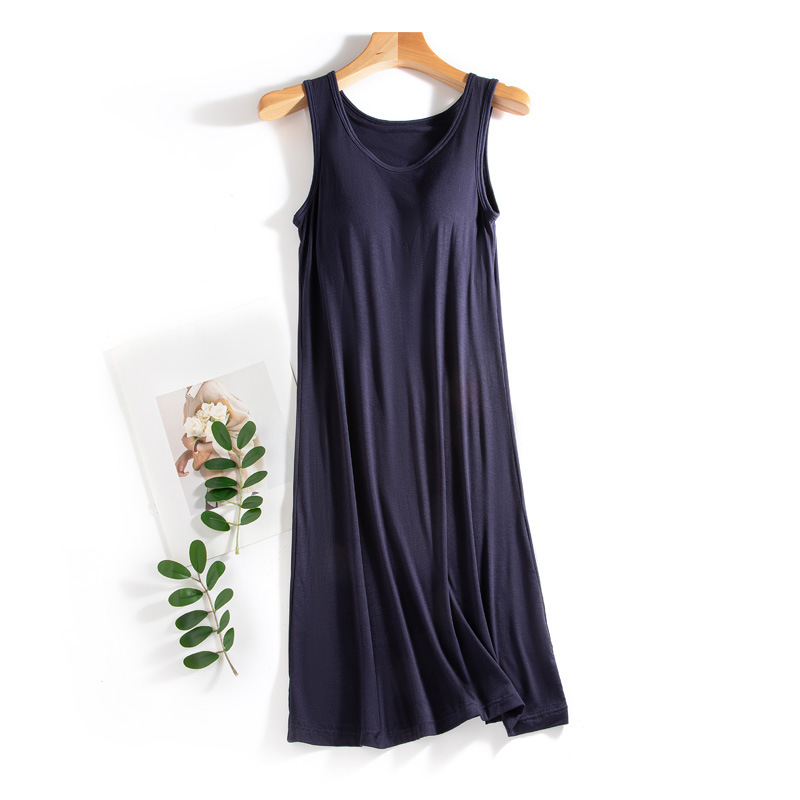 G590 New Modal Women's Summer Cup One-piece Short Vest Style Underwear Base Can Be Worn as a Nightdress with Chest Pad