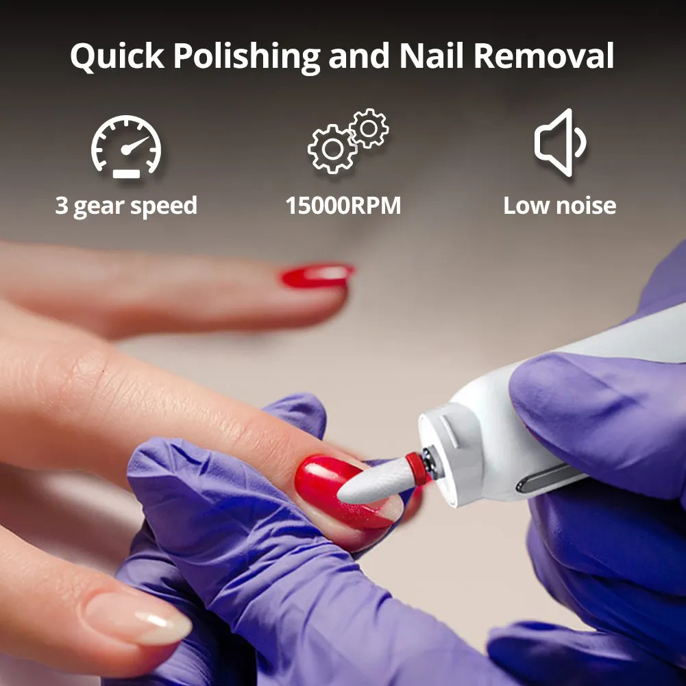6in1 Wireless Nail Drill 15000RPM with LED Light and Screen Manicure Cutter Nail Pedicure Milling Cutter Polisher Sander 250517