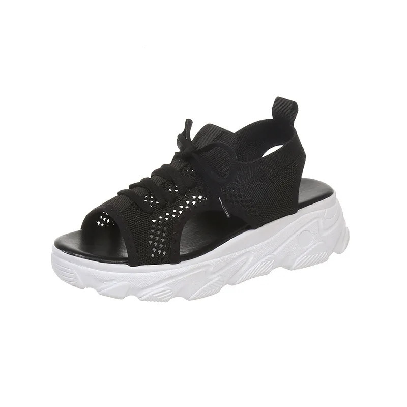 Mesh Breathable Women Sandals Summer Shoes for Women Lace-up Open Toe Trend Platform Sandals Beach Casual Heeled Sandals 250515