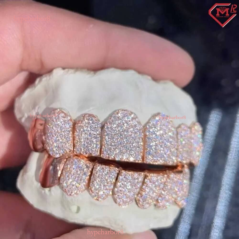 Iced Out Hip Hop Dia Teeth Rappers Top 8 Bottom Gold Plated Sterg Sliver Custom Vvs Moissanite Grillz