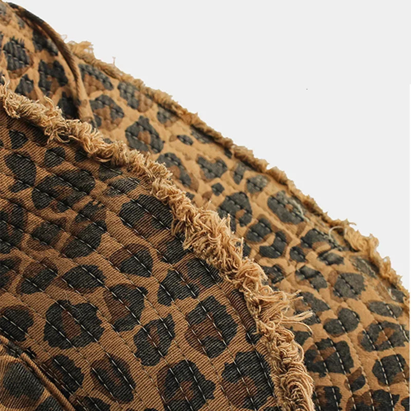 2025 Blue Leopard Print Cowboy Hiking Bucket Hats with String Women Denim Beach Sun Hat Outdoor Bob Panama Summer Fisherman Cap 250516