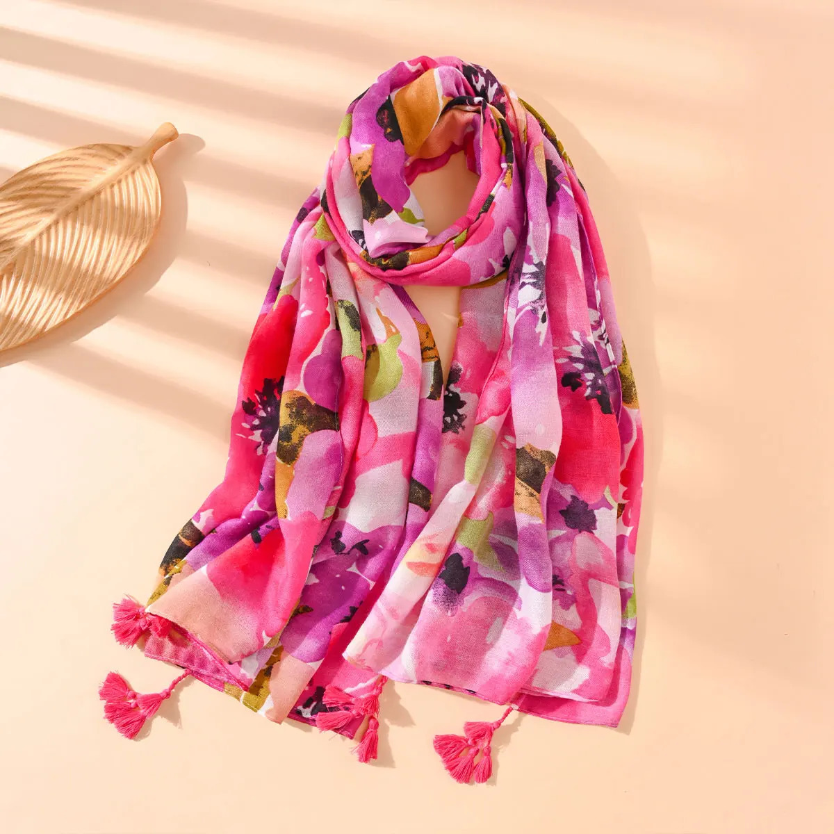 2025 Ladies Hawaiian Style Beach Scarf Shawl Bohemian Floral Line Elements SpringSummer Outing Casual Accessories Latest 250517