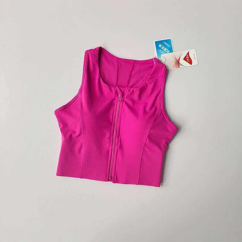 One-Piece Front Zipper Sports Crop Top Women Shockproof Running Fast Drying High-Strength Vest Fiess Yoga Bra