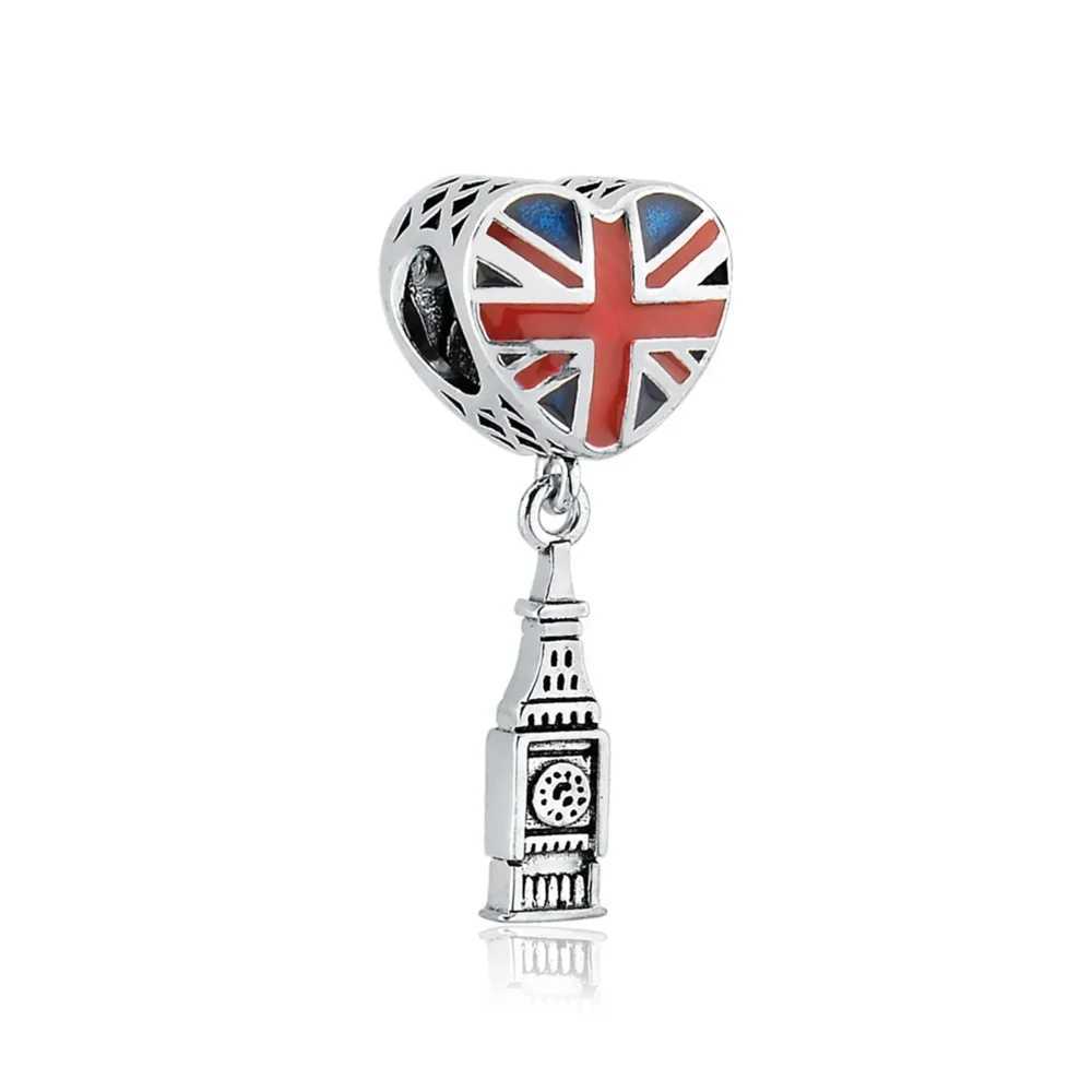 925 Sterling Silver The Paris Tower UK Spain Ukraine Pendant Bead Diy Fit Original Pendant Charm Bracelet Necklace Women JewelryXJ250517