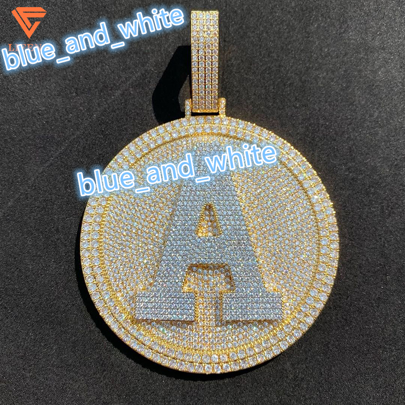 Custom 925 Silver Moissanite Pendant Full VVS Iced Diamond 14K 18K Gold Plated Hip Hop Style Circle Pendant Men Gra Certificate