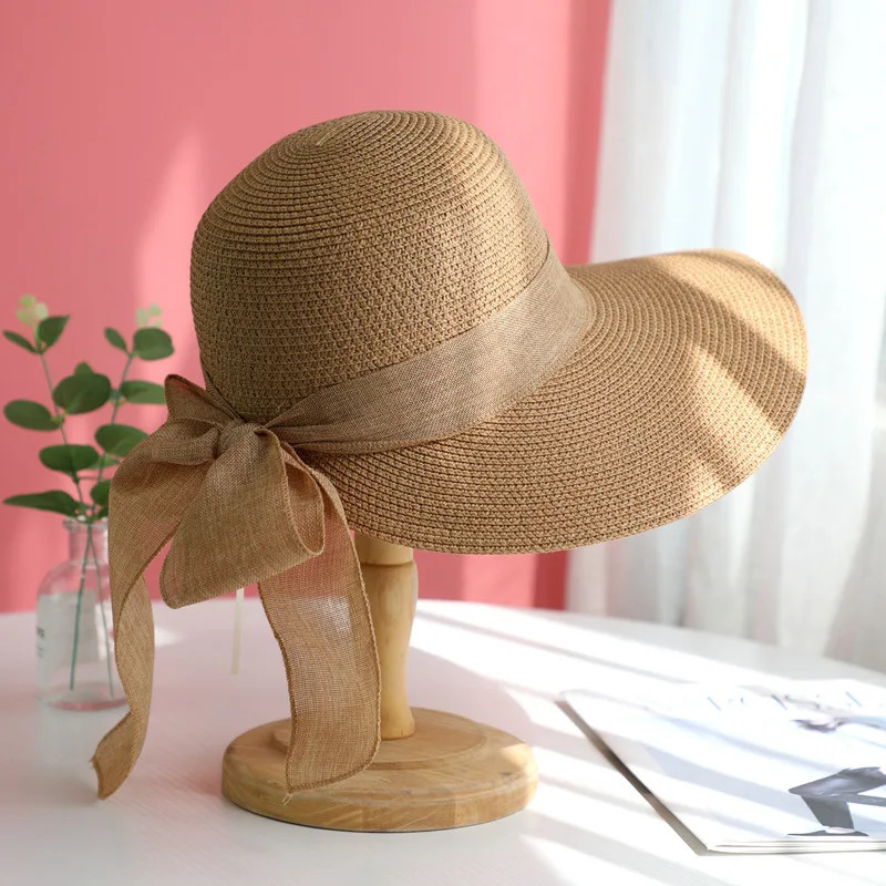 Bohemian Style Summer Sun Hat For Women Sun Protection Beach Straw Fisherman Cap Fashion Big bowkont Lace Visor 250516