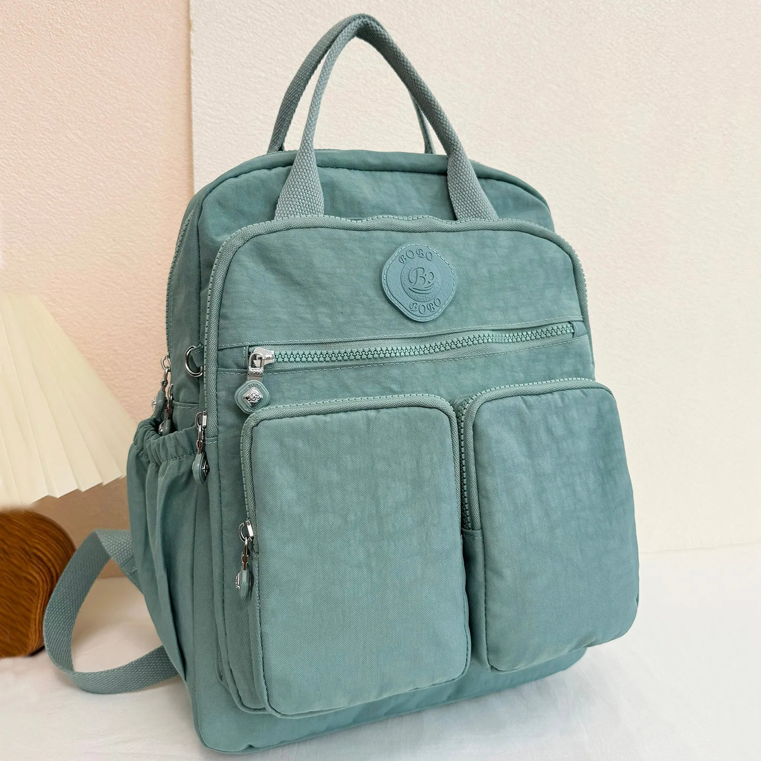 Fashion Multi-pocket Womans Backpack Soft Handle Solid Color Nylon Travel Backpack Lightweight Casual School Backpacks 250514