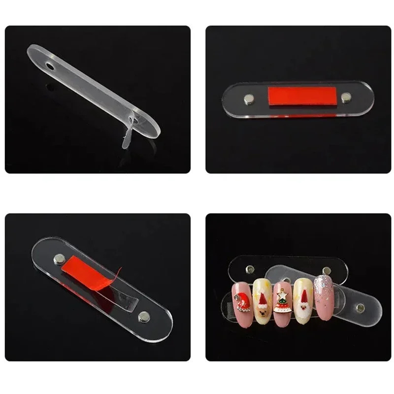 False Nail Tips Display Stand With Magnet Transparent Practice Acrylic Gel Polish Holder Strip Manicure Showing Tools 250517