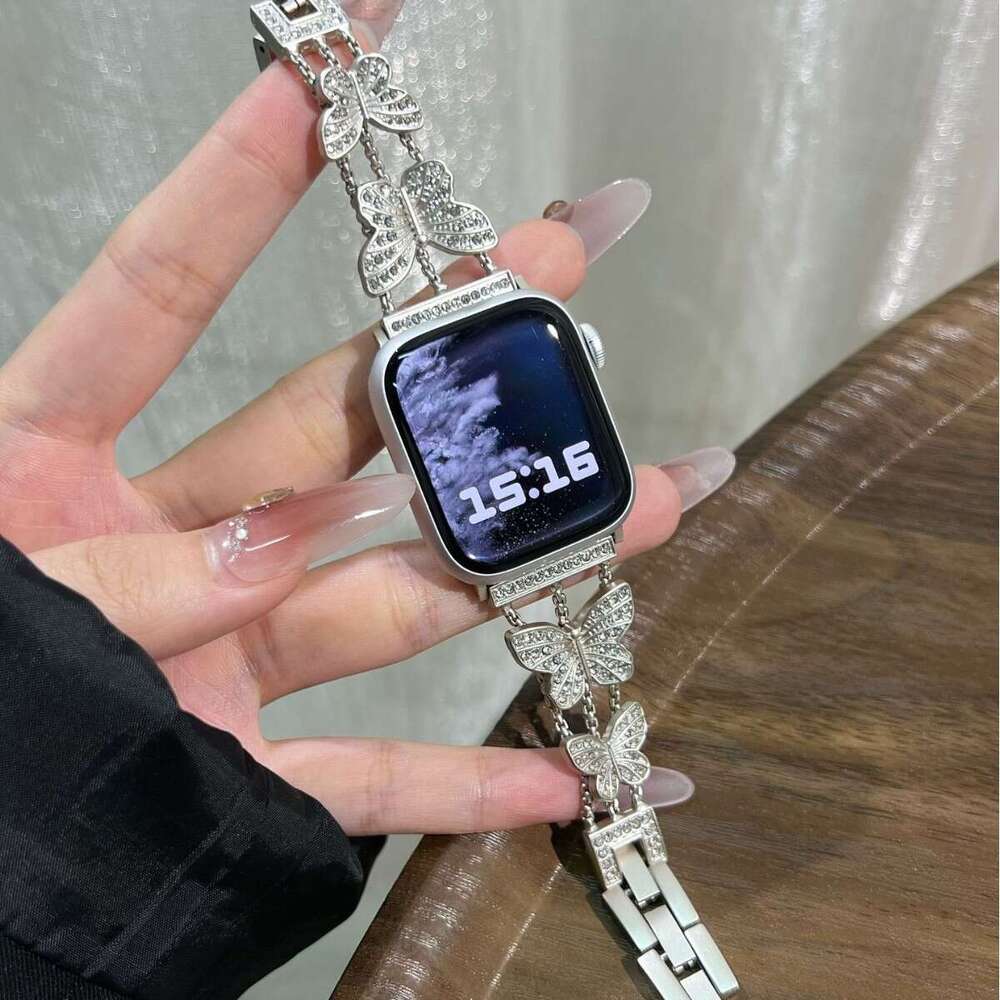 Accessories Suitable for Metal with Apple Watch iWatch Butterfly Diamond Strap applewatch series 10 8 9 7 6