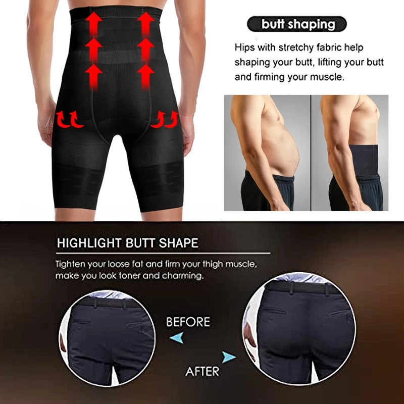 Men Body Shaper Tummy Control Shorts Shapewear Belly Girdle Boxer Briefs High Waisted Slimming Underwear Leg Compression Pes 250517