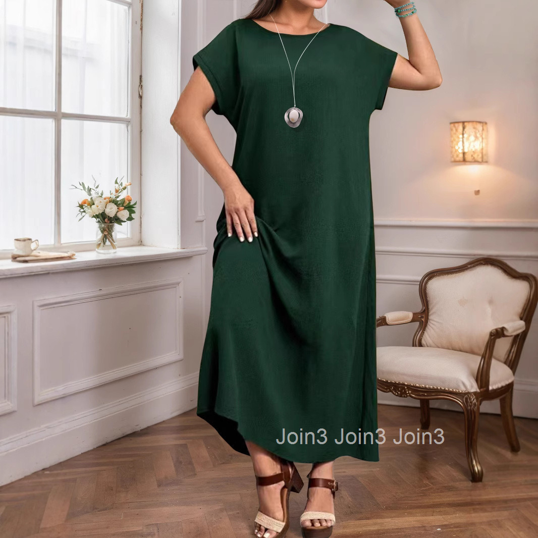 Summer Round Neck Elegant Long Dress for Plus Size Women