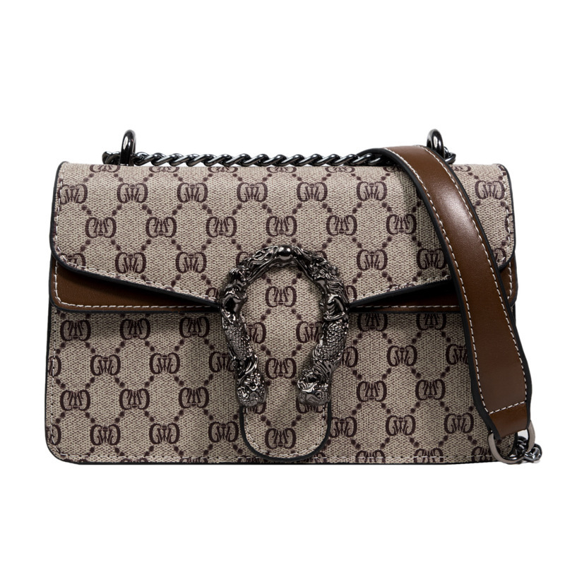 Free shipping Designer 2025 cross-border trend retro print chain bag Popular underarm bag crossbody single-shoulder bag Small square bag