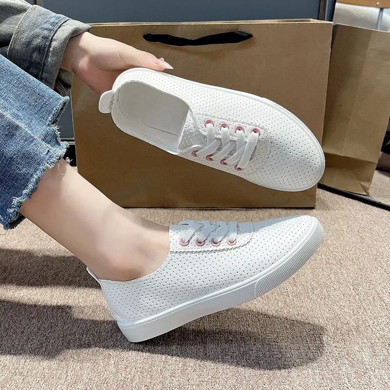 spring autumn Flat Shoe Sneakers for Women Shoes Breathable Womens Casual Female Comfor Sneakers Lace Up Solid Color 250515