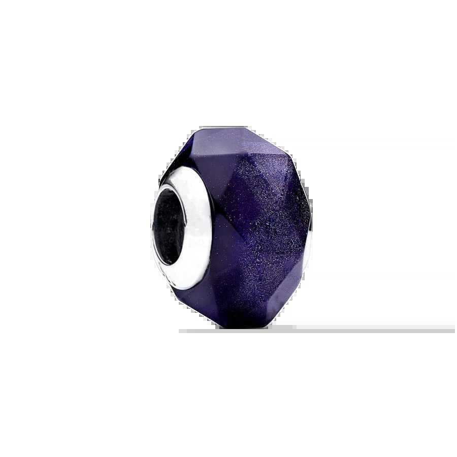 New Winter Blue Snowflake Faceted Blue Murano Glass Charm Bead Women Jewelry Fit Original 925 Sterling Silver BraceletXJ250517