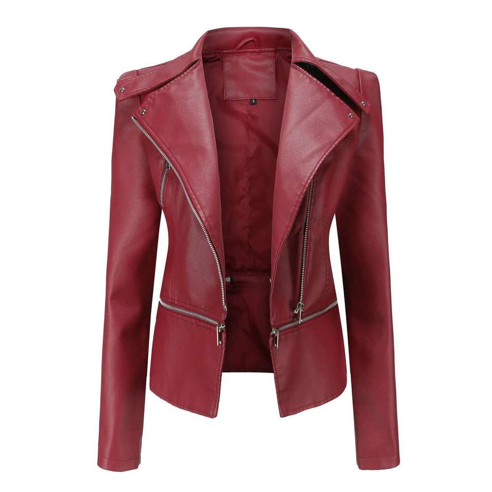 Spring Autumn Leather Jacket Female Detachable Hem Lapel Zipper Casual Coats Women's Locomotive Windbreaker