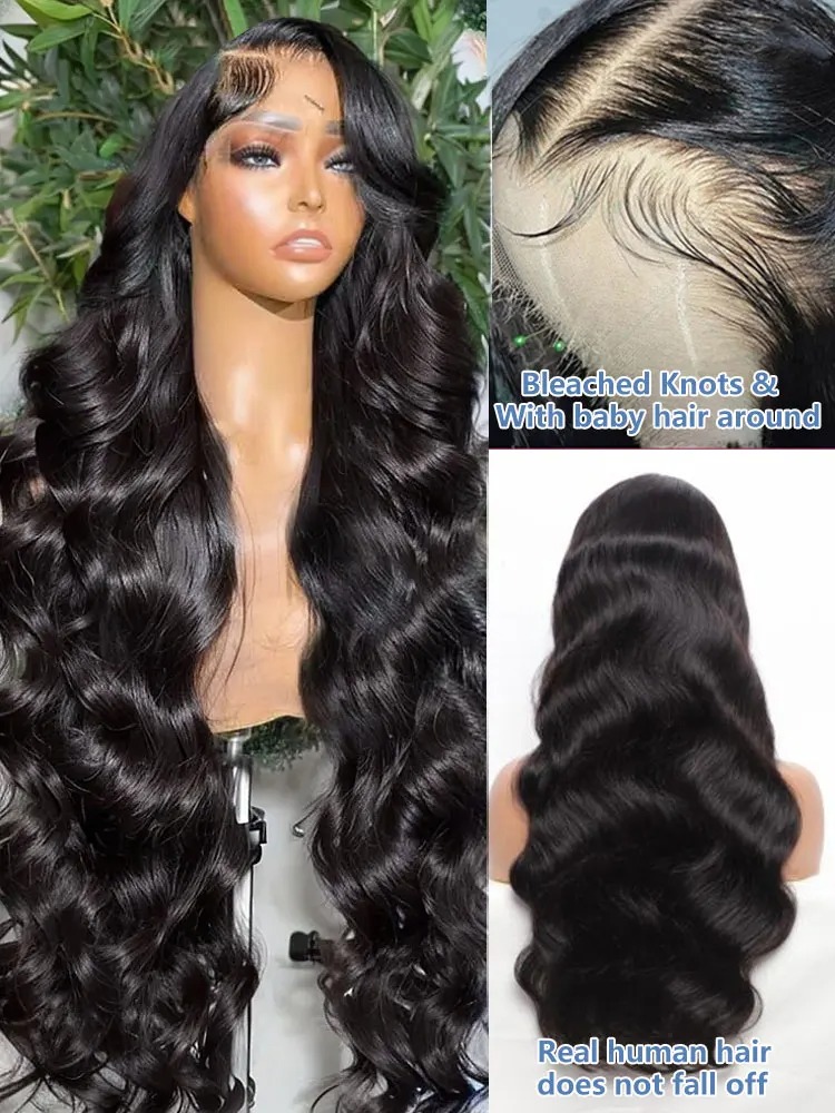 30 Inch Body Wave 13X4 Lace Front Human Hair Wigs 200 Density Boby Hair Wig Water Wave Natural Color For Black Women synthetic lace front wigs