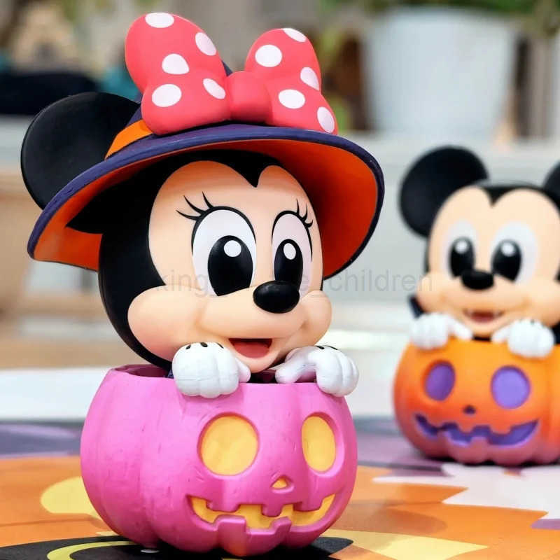 Disney Genuine Mickey Mouse And Friend Pumpkin Version Halloween Limited Cosbi Blind Box Mini Figure Guess Christma Desktop Gift Toys W250517