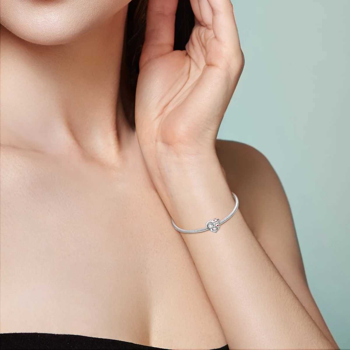 925 Silver Charms Mother Family Sister Heart Beads Fit Original Bracelet DIY Woman Jewelry Gift For FriendXJ250517