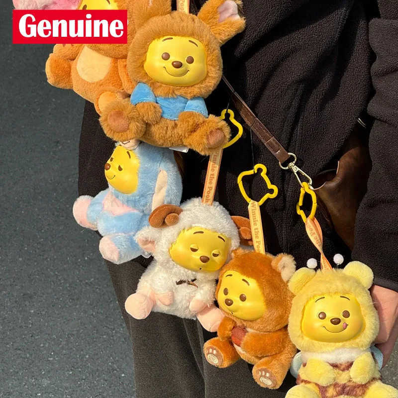 Disney Genuine Miniso Winnie The Pooh Naughty Party Blind Box Plush Anime Figure Pendant Doll Decor Key Chain Children Girl Gift Toy W250517